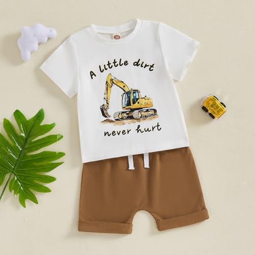 SAYOO Tractor Boys 2-Piece Summer Farm Outfit