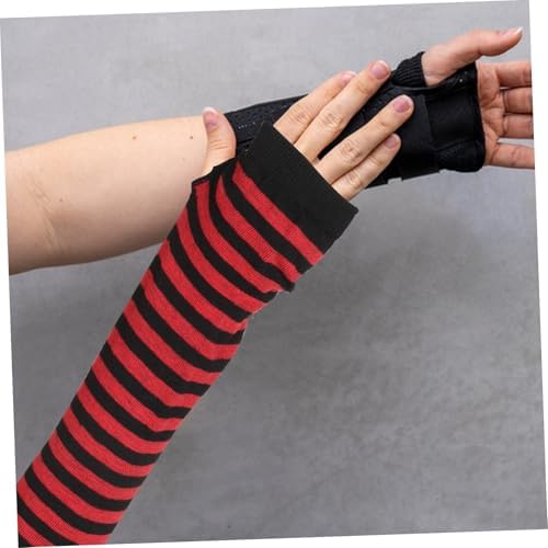 Ipetboom Women Striped Fingerless Arm Warmers Winter Cute Gloves