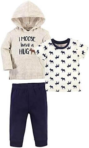 LITTLE TREASURE UNISEX BABY HOODIEBODYSUITTEE TOP AND PANT SET