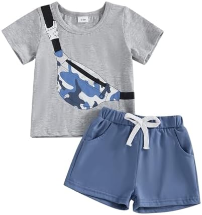 CBG Toddler Summer Toddler T-shirt Shorts Set Cute Playful Boys Outfit