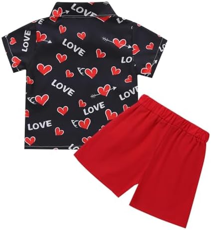 Sinda Toddler Boy Valentine Heart Red Short Set Love
