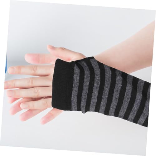 Ipetboom Women Striped Fingerless Arm Warmers Winter Cute Gloves