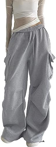Womens High Waist Wide Leg Elastic Sweatpants