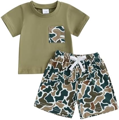 Toddler Baby Boy Summer Clothes 2-Piece Set Camouflage Shorts T-Shirts