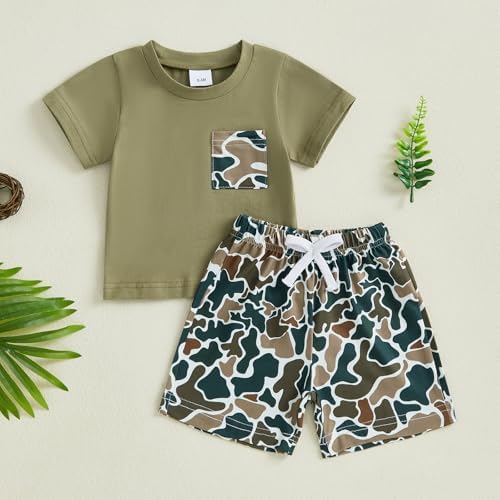 Toddler Baby Boy Summer Clothes 2-Piece Set Camouflage Shorts T-Shirts