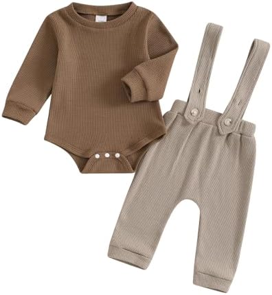 Super Soft Waffle Long Sleeve Romper Set for Newborn Boys