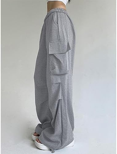 Womens High Waist Wide Leg Elastic Sweatpants