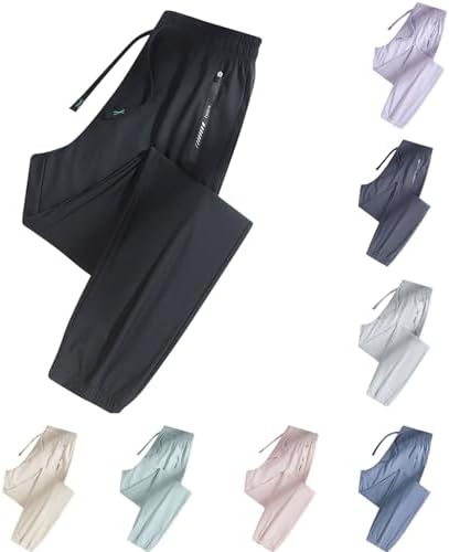 Premium Womens Ice Silk Joggers with Zipper Pocket