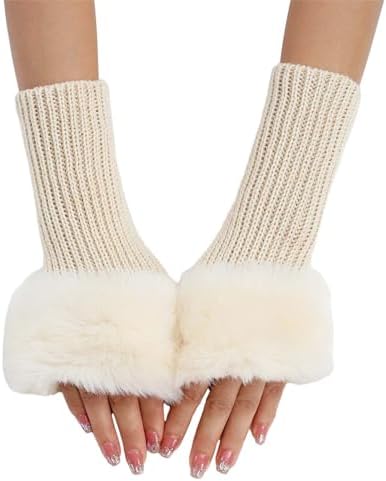 Wool Wrist Warmers for Women with Thumb Holes One Size