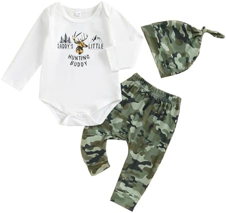 Exclusive Fitting Camouflage Baby Boy Outfit with Beanie and Hat 3-Piece Set