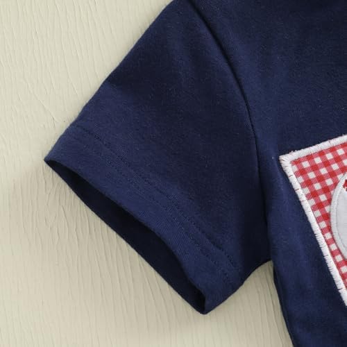 Kayotuas - Toddler Baseball Outfit Child Baseball T-Shirt Gingham Shorts Set