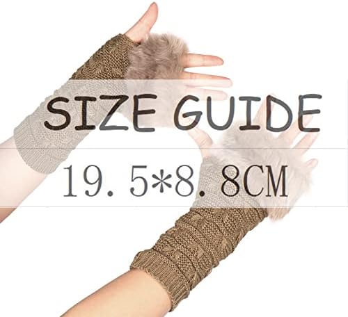 Black Fuzzy Fingerless Gloves for Women with Thumbhole and Elbow Warmth