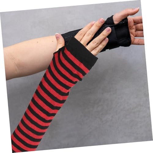 NOLITOY Women Fingerless Gloves Stripe Winter Warmers for Arms