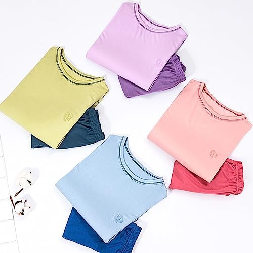 Soft Round Neck Elastic Solid Loungewear Set for Toddler Boys