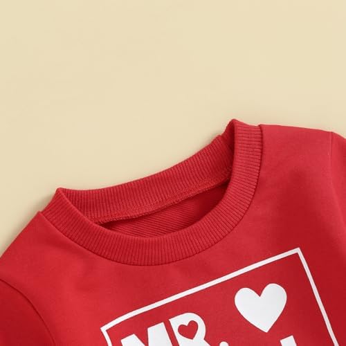 Toddler Baby Boy Valentines Day Outfit Set - Heart Letter Long Sleeve Sweatshirt Pants