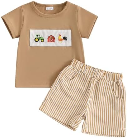Perfect Summer Outfit for Toddlers Boys Embroidered Tees Shorts Set