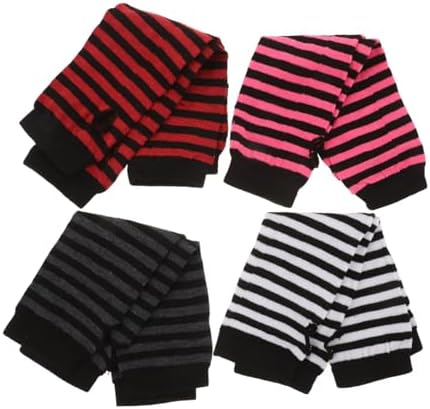 Striped Fingerless Gloves for Women