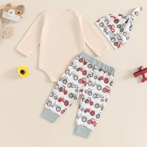 MABABY Newborn Boys Romper Pants Hat Set Fall Winter