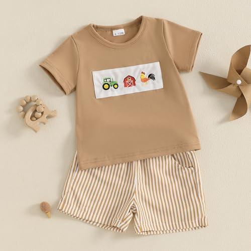Perfect Summer Outfit for Toddlers Boys Embroidered Tees Shorts Set
