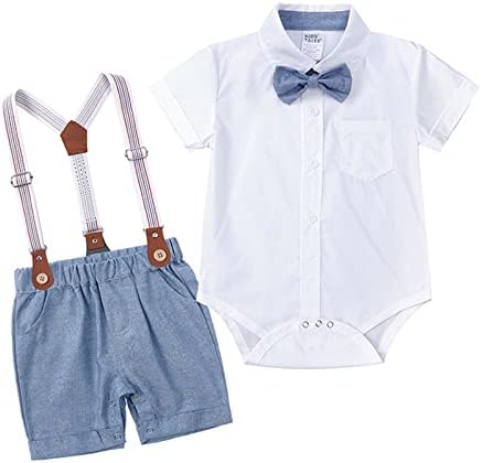 Summer Boys Checked Bowtie Suspender Set
