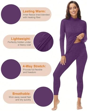 Warmer for Women VPESL Winter Thermal Set with Mock Neck Fleece Lining