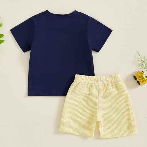 MoZiKQin Toddler Boys Summer outfit Plaid T-Shirt and Shorts Set