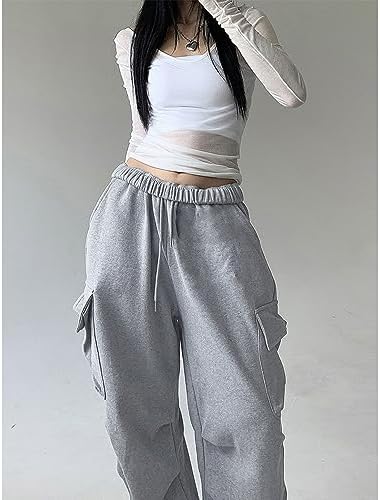 Womens High Waist Wide Leg Elastic Sweatpants