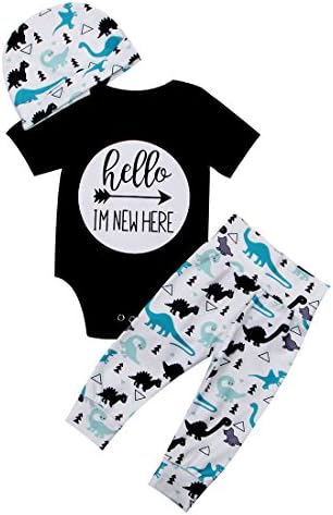 Hello Im New Here Dinosaur Romper Set for Baby