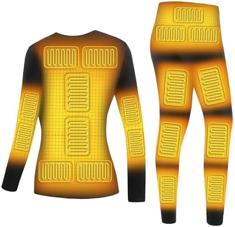 Womens electric heated thermal underwear set with 32 heating zones
