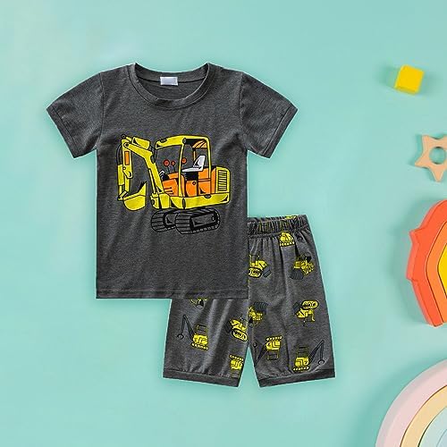 AMIMOJY Excavator-Theme Baby Boys Short Sets