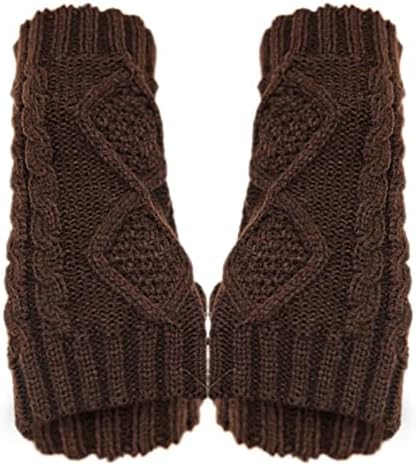 Warm Winter Gloves for Women Knit Fingerless Gloves Crossbones Design Fashionable Stretchable
