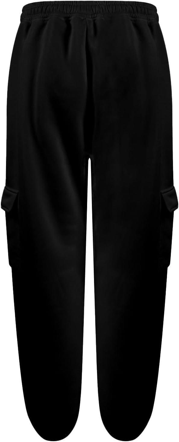 Warm Fleece Cargo Pants High Waist Multi-Pocket Trendy Workout Casual