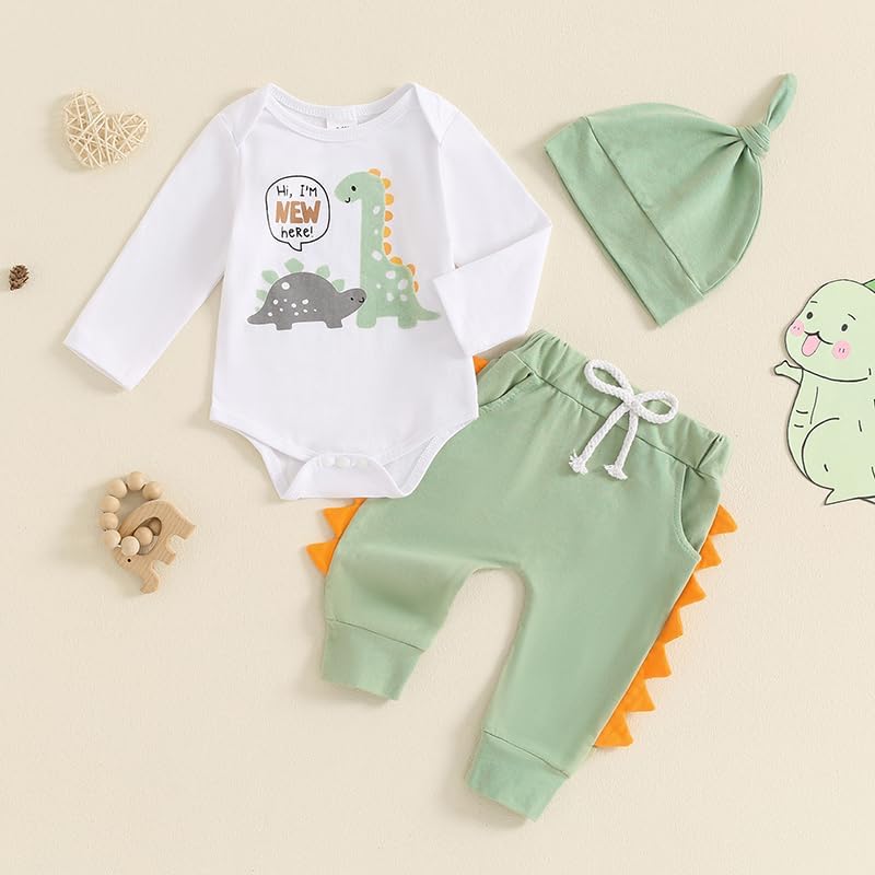 Newborn Boys clothing Set Dinosaur Horn Romper Pants Hat