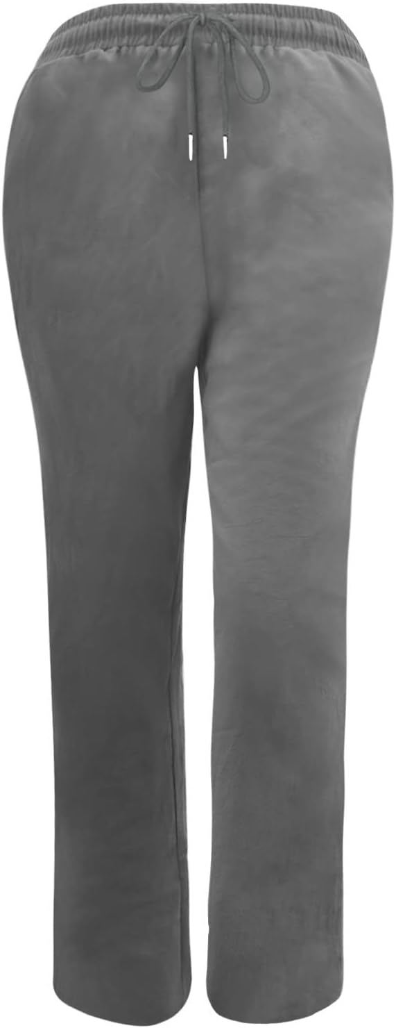 Ceboyel Womens Solid Drawstring Linen Pants