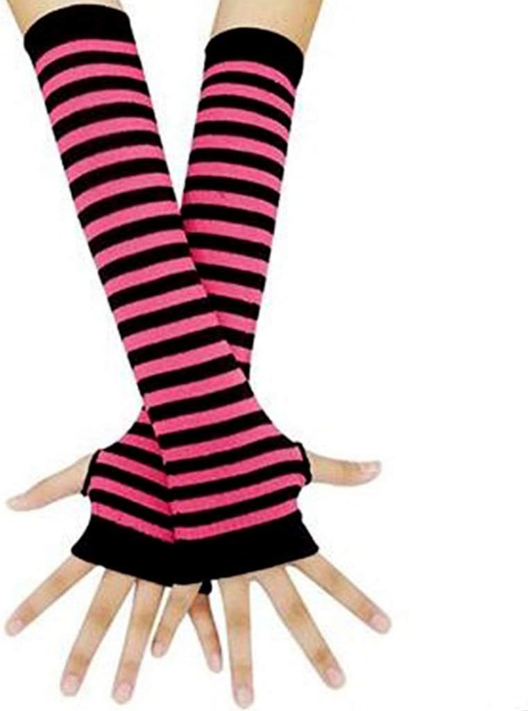 Ywmsfl Knitted Arm Warmers for Women with Stripe Pattern and Thumbholes