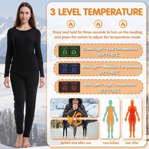 Womens Electric Heating Underwear 28 Zones Thermal Basleayer Long Johns Set