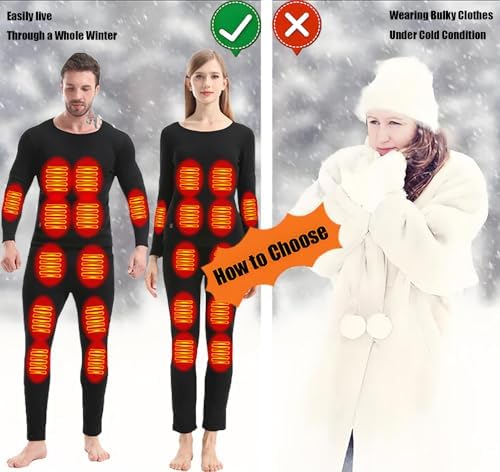 GHKWXUE Men Women Heated Thermal Underwear Set 28 Zone Winter Underwear
