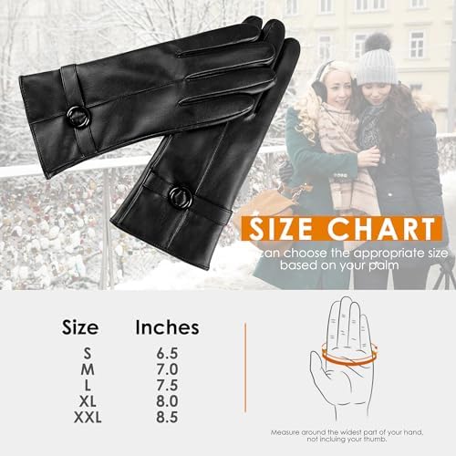 Womens Winter Leather Gloves TouchScreen Gloves for Driving More
