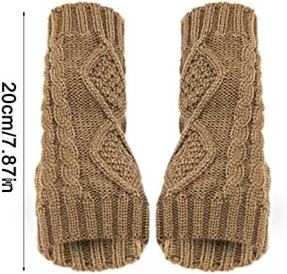 Warm Winter Gloves for Women Knit Fingerless Gloves Crossbones Design Fashionable Stretchable