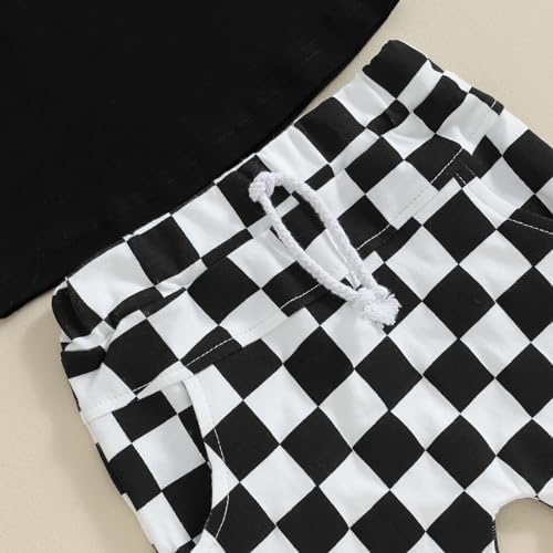 Karesoull Toddler Baby Boy Summer Clothes Set Checkered Action