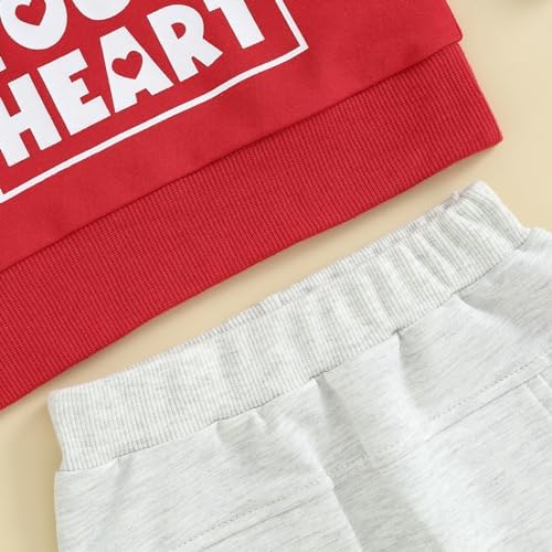 Toddler Baby Boy Valentines Day Outfit Set - Heart Letter Long Sleeve Sweatshirt Pants