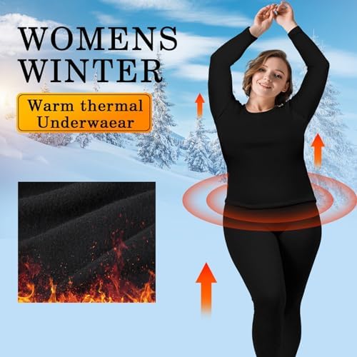 Patelai Womens Plus Size Thermal Underwear Set