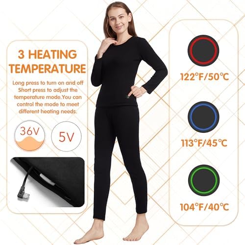 Stay Warm in Fashion 32 Heating Zones Electric Thermal Underwear for Women