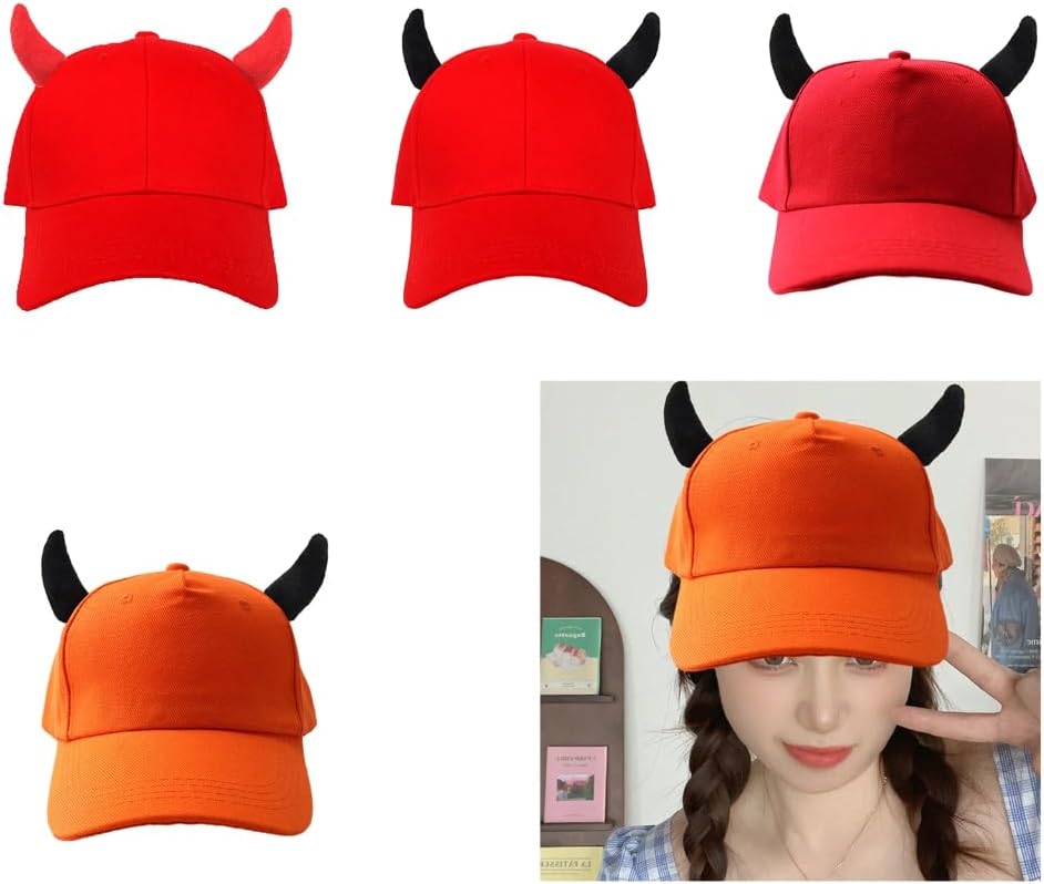 GANYKQ Creative Horn Baseball Caps Adjustable Sunscreen Hat for Unisex