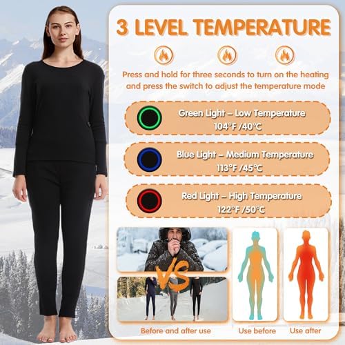 Keep You Warm All Year - Womens Heated Underwear Set with 16 Heating Zones