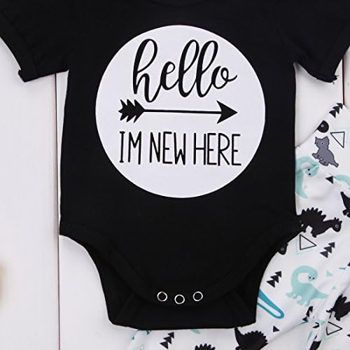 Hello Im New Here Dinosaur Romper Set for Baby