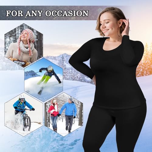 Patelai Womens Plus Size Thermal Underwear Set