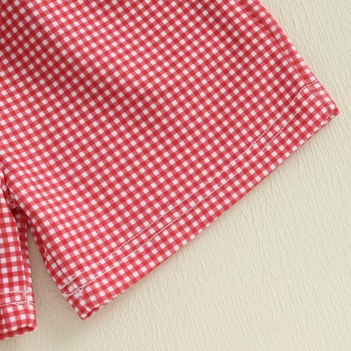 Kayotuas - Toddler Baseball Outfit Child Baseball T-Shirt Gingham Shorts Set