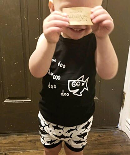 MABABY Shark and Doo Doo Printed Summer Cotton Outfits for Babies