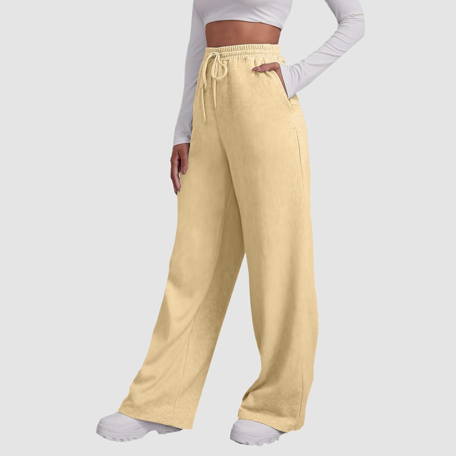 DSODAN Womens Wide Leg Fleece Joggers